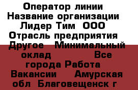 Оператор линии › Название организации ­ Лидер Тим, ООО › Отрасль предприятия ­ Другое › Минимальный оклад ­ 34 000 - Все города Работа » Вакансии   . Амурская обл.,Благовещенск г.